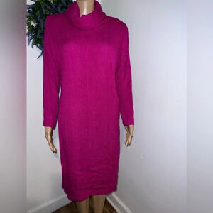 Vintage, M.Casey, 8, slip-on long sleeve, cowl neck pocketed linen, fuchsia FLAW